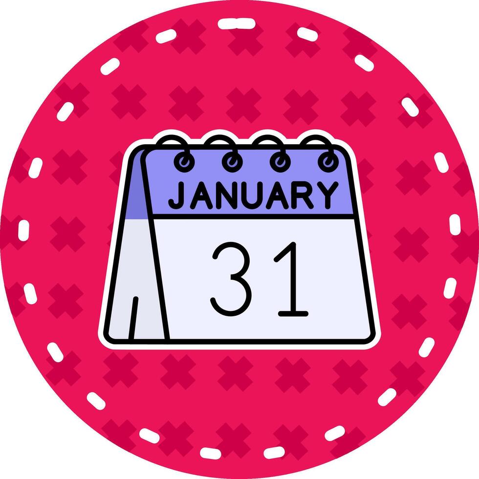 31e van januari lijn gevulde sticker icoon vector