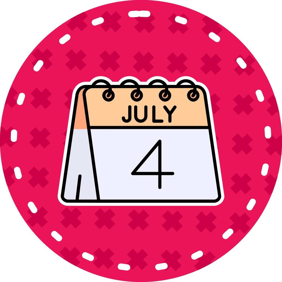 4e van juli lijn gevulde sticker icoon vector