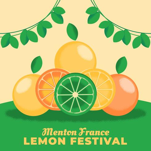 Menton Frankrijk Lemon Festival Template vector