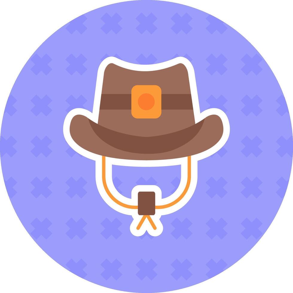 cowboy hoed vlak sticker icoon vector