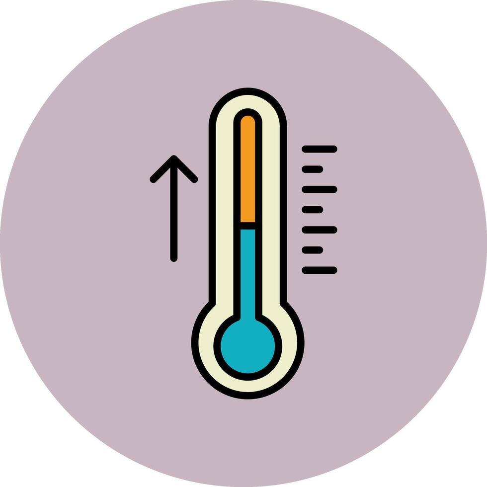 thermometer lijn gevulde veelkleurig cirkel icoon vector