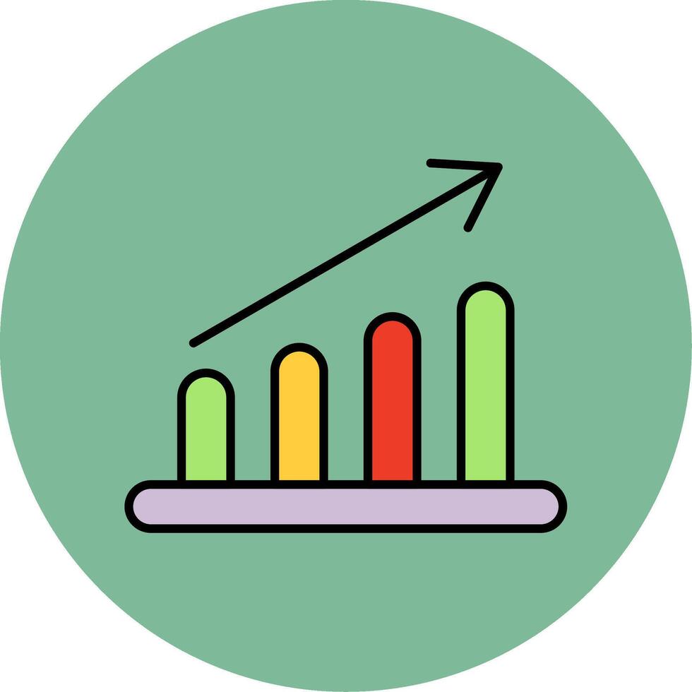 diagram bar lijn gevulde veelkleurig cirkel icoon vector
