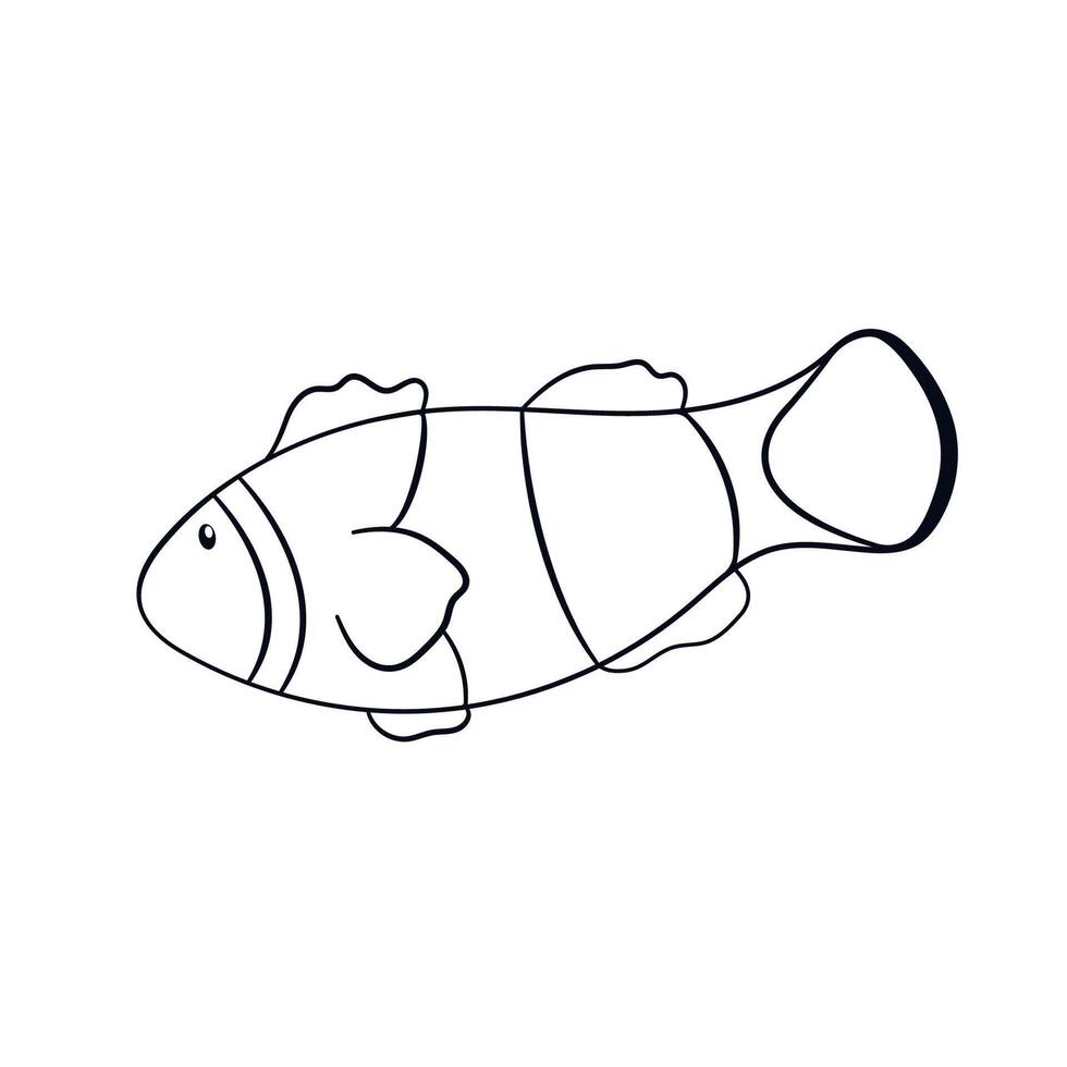 clown vis icoon in lijn kunst stijl. vorm van onderzees vis voor logo ontwerp, menu, restaurant, zeevruchten op te slaan. vector illustratie geïsoleerd Aan een wit achtergrond.