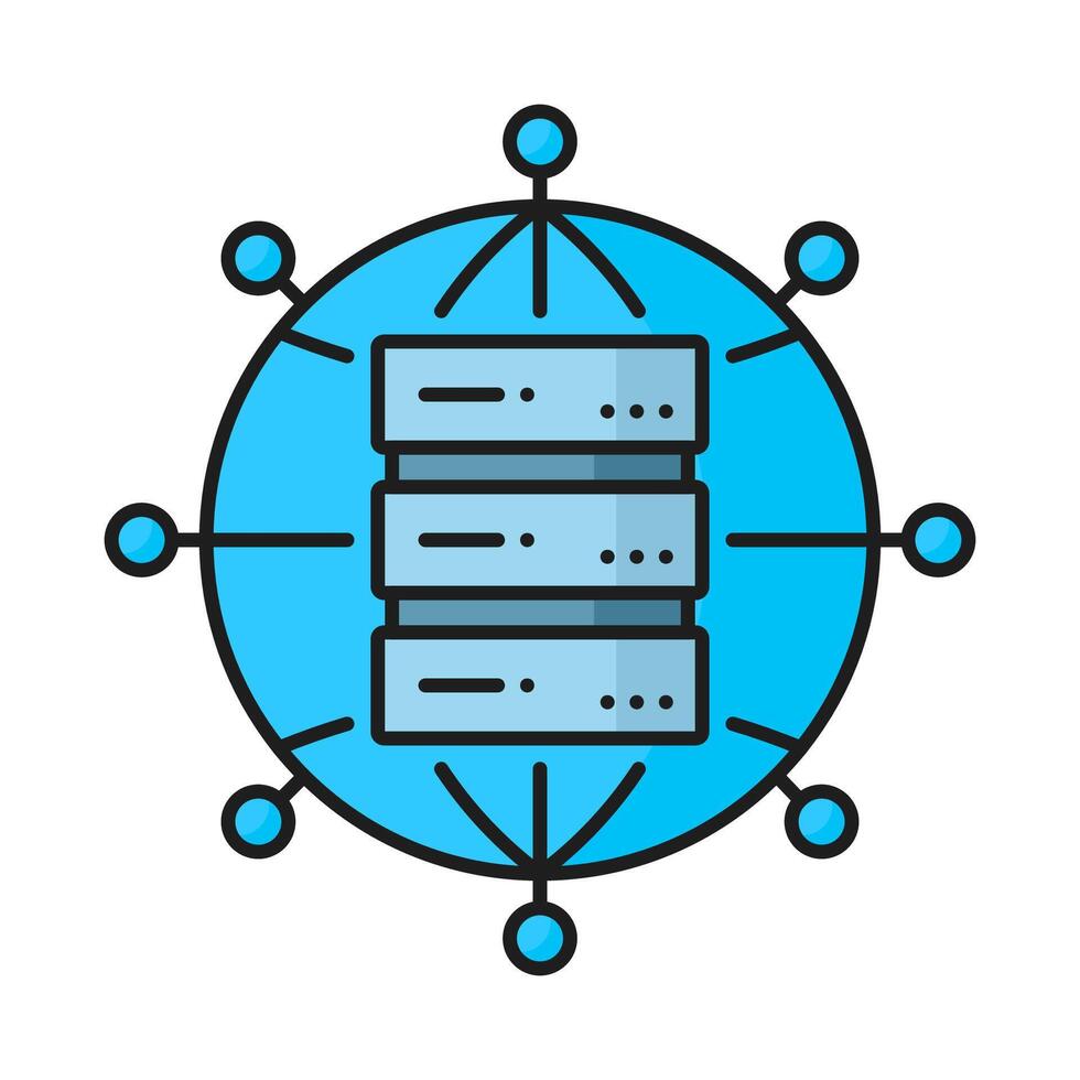 databank server en gegevens netwerk wolk kleur icoon vector