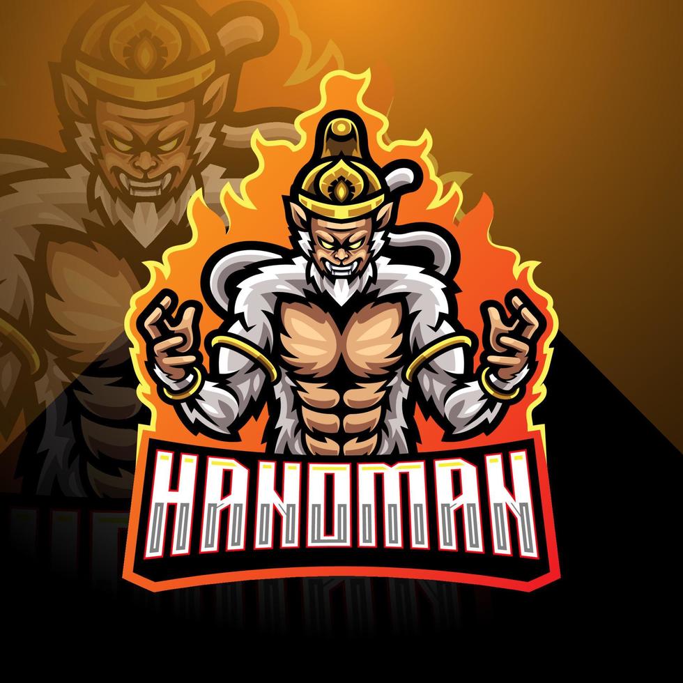 hanoman esport mascotte logo ontwerp vector