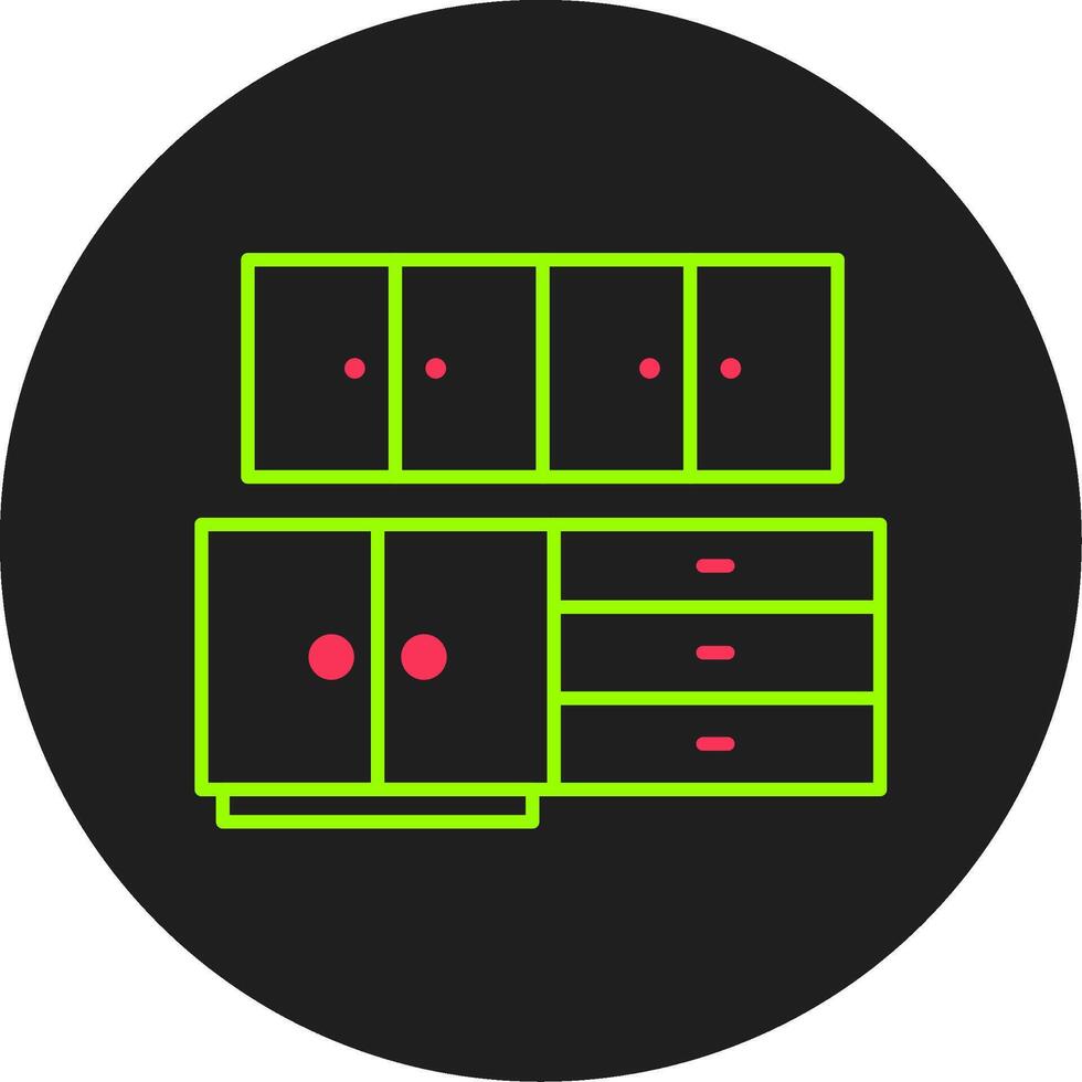 keuken kabinet glyph cirkel icoon vector