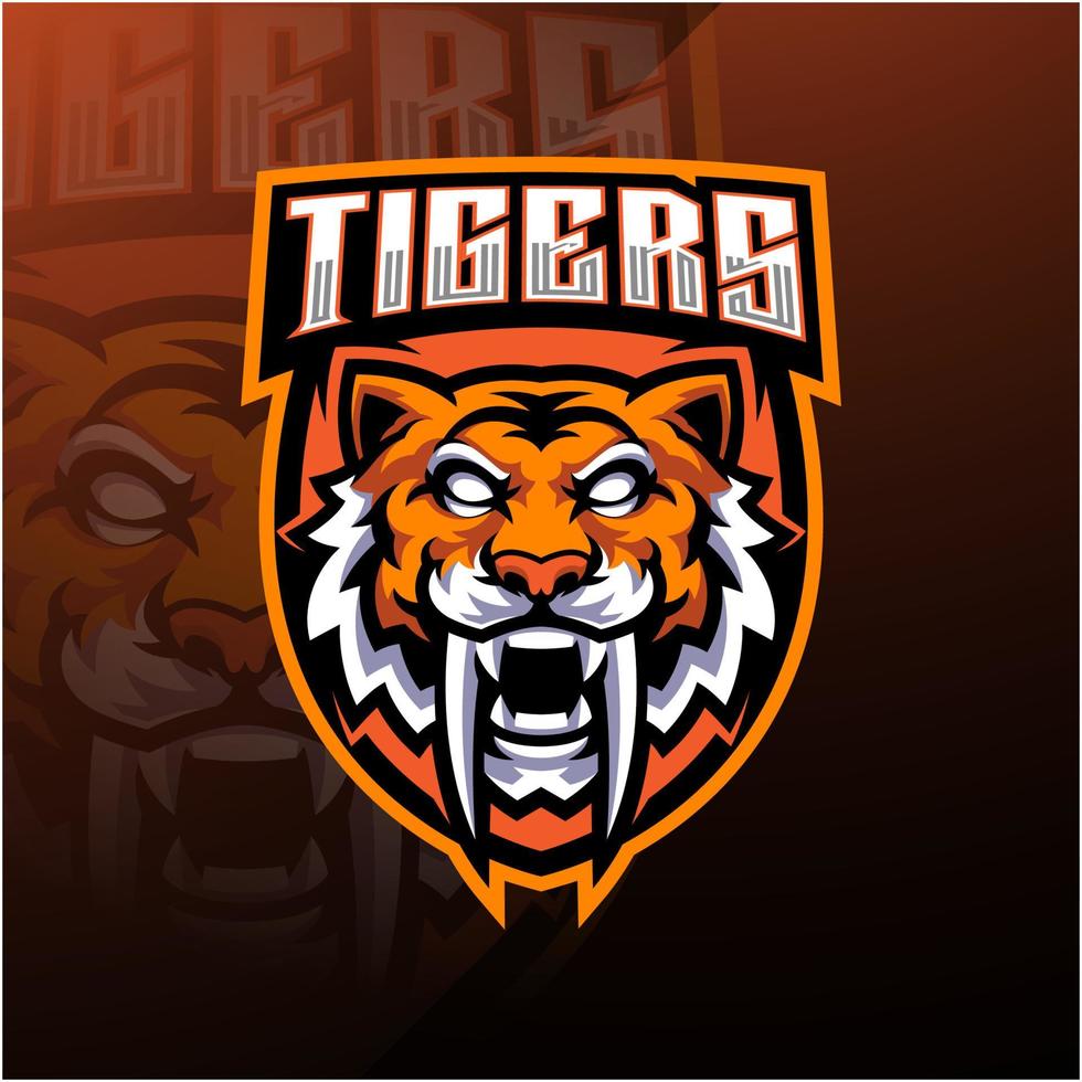 tijger hoofd esport mascotte logo ontwerp vector