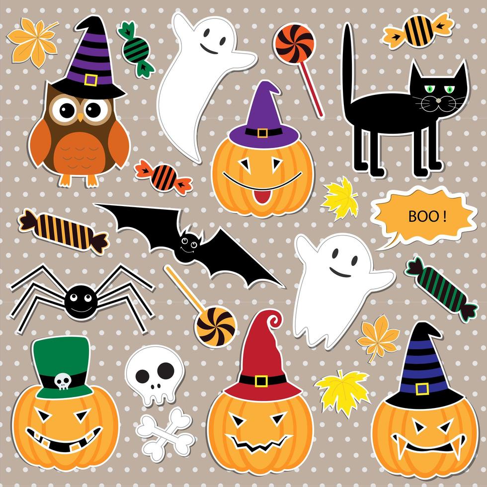 vector set halloween-stickers