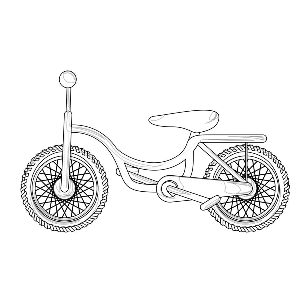 vector afbeelding van een fiets op een witte achtergrond. omtrekstijlobject. eps 10