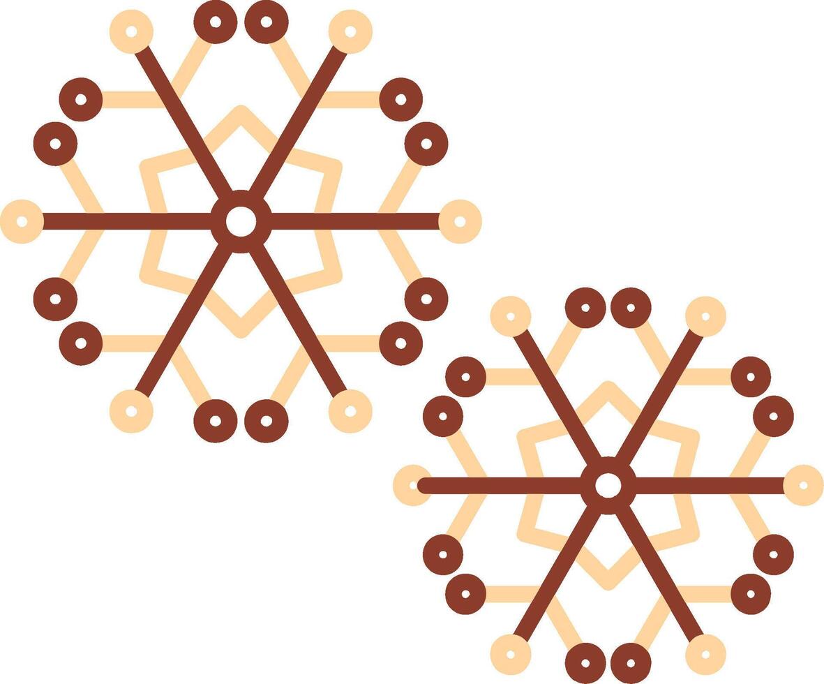 sneeuwvlokken lijn twee kleur icoon vector