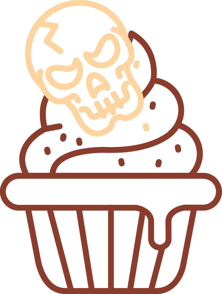 cupcake lijn twee kleuren icoon vector