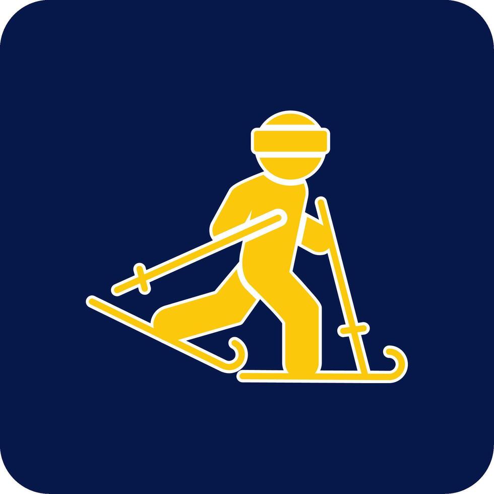 ski glyph plein twee kleur icoon vector