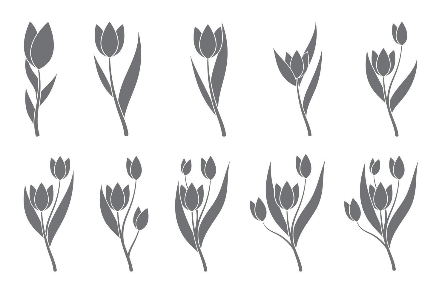 tulpen bloemen vector illustratie set. minimalistische kunst.
