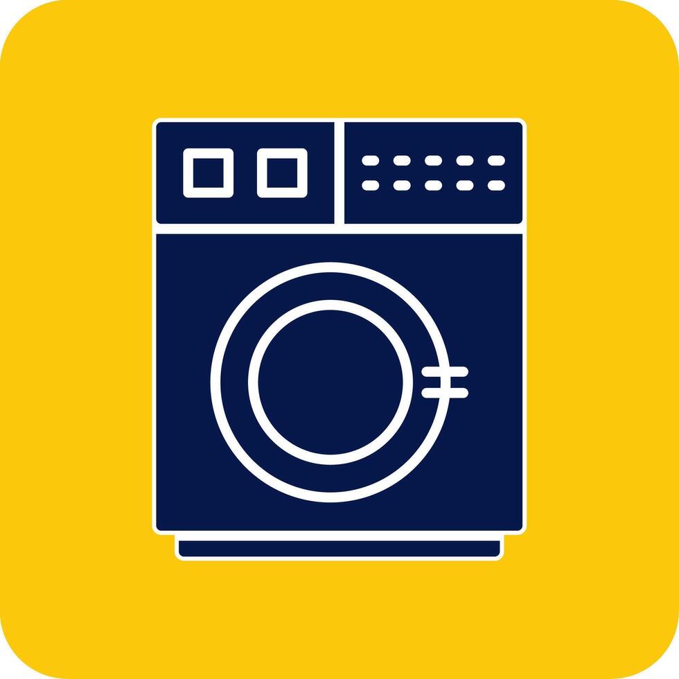 het wassen machine glyph plein twee kleur icoon vector