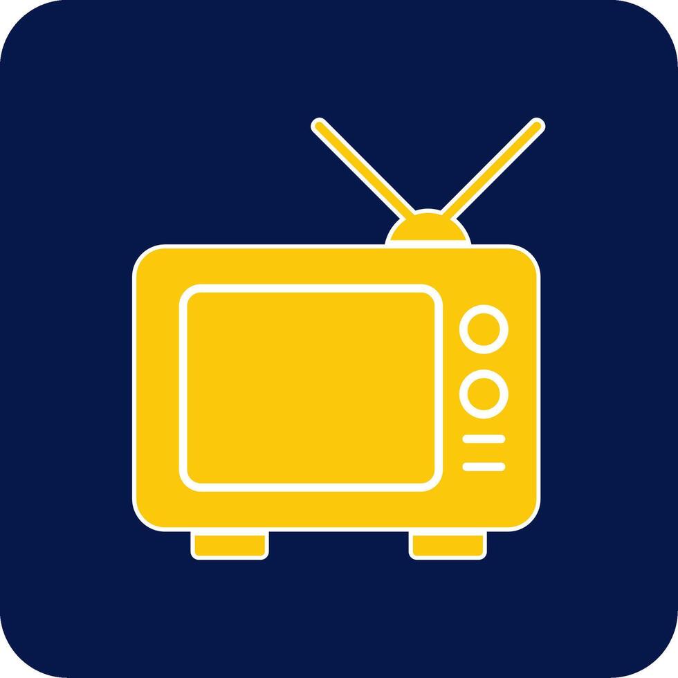 televisie glyph plein twee kleur icoon vector