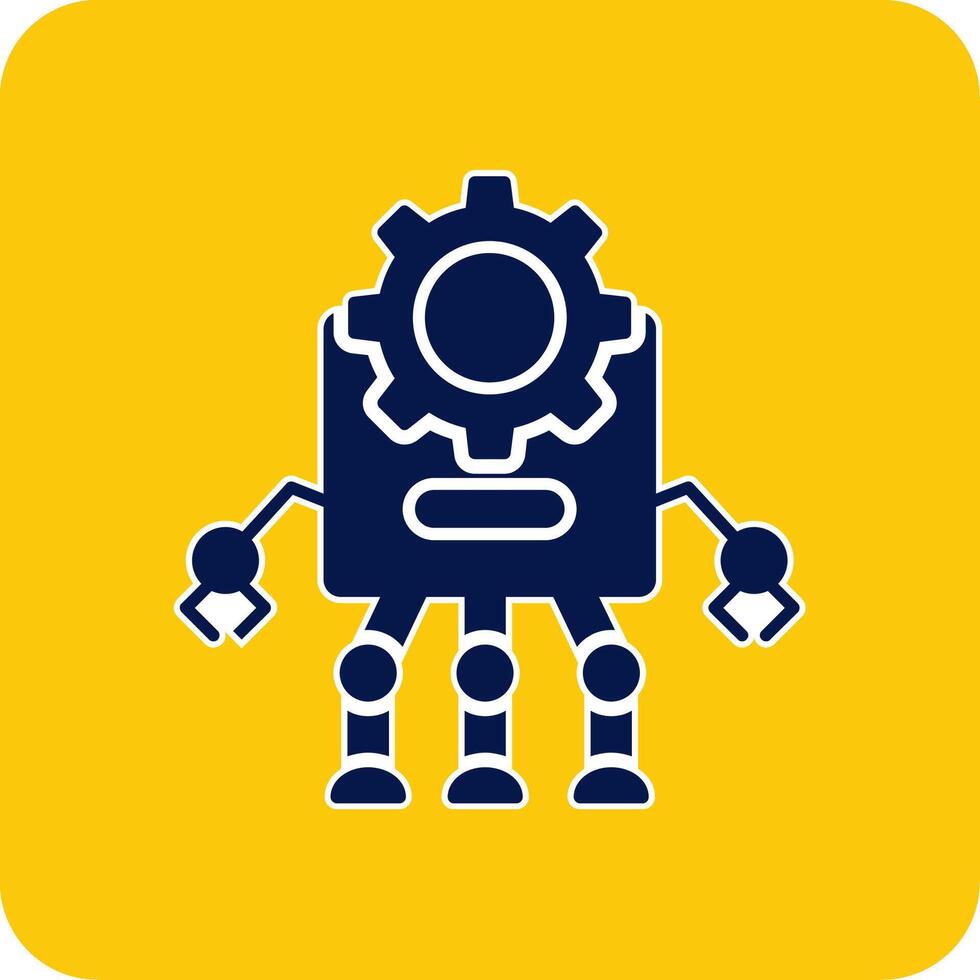 robot glyph plein twee kleur icoon vector