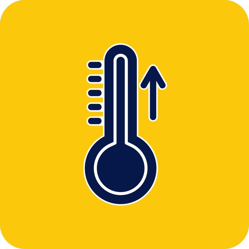 stijgende lijn temperatuur glyph plein twee kleur icoon vector