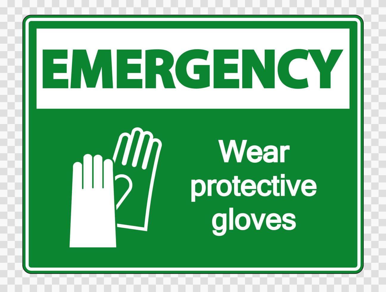 noodgeval dragen beschermende handschoenen ondertekenen op transparante achtergrond vector