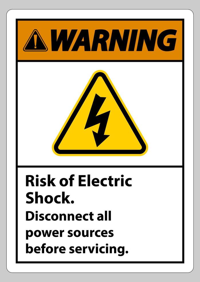 waarschuwingsrisico van elektrische schok symbool teken isoleren op witte achtergrond vector