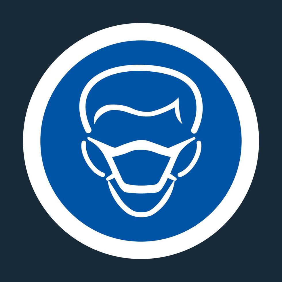 ppe icon.wear masker symbool teken op zwarte achtergrond vector