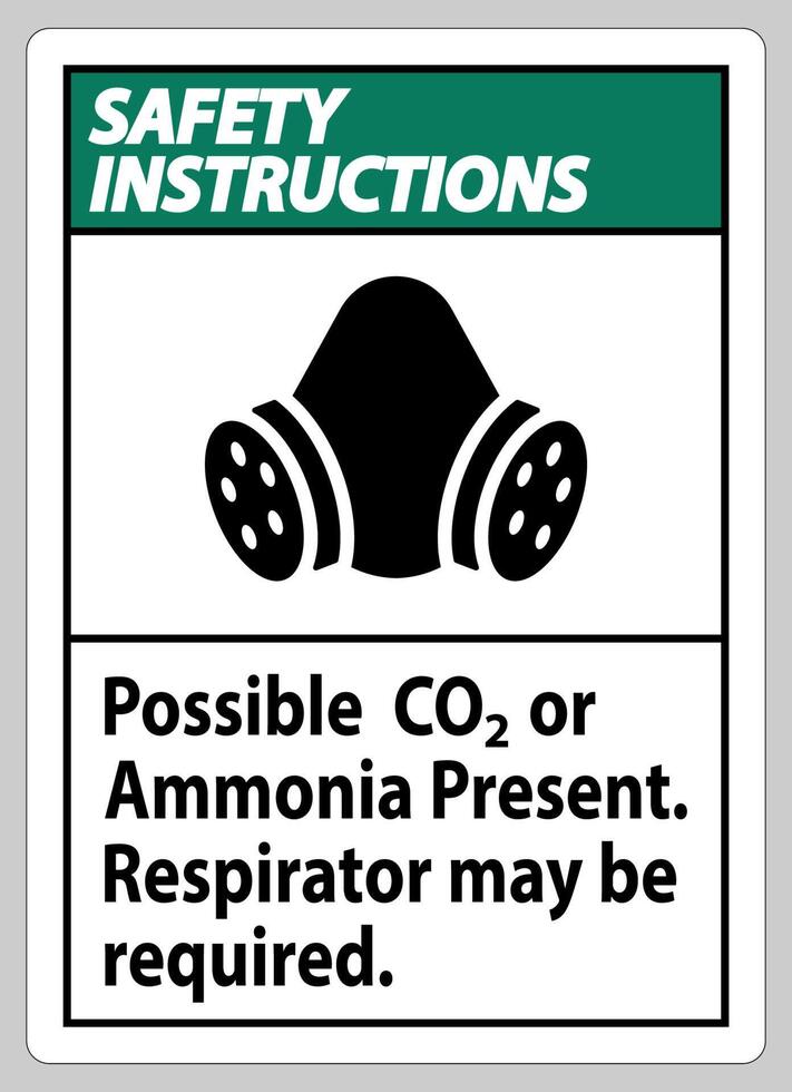 veiligheidsinstructies pbm-teken mogelijk co2 of ammoniak aanwezig, adembescherming kan nodig zijn vector