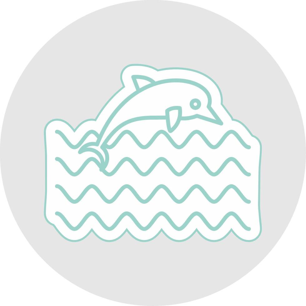 dolfijn lijn sticker veelkleurig icoon vector