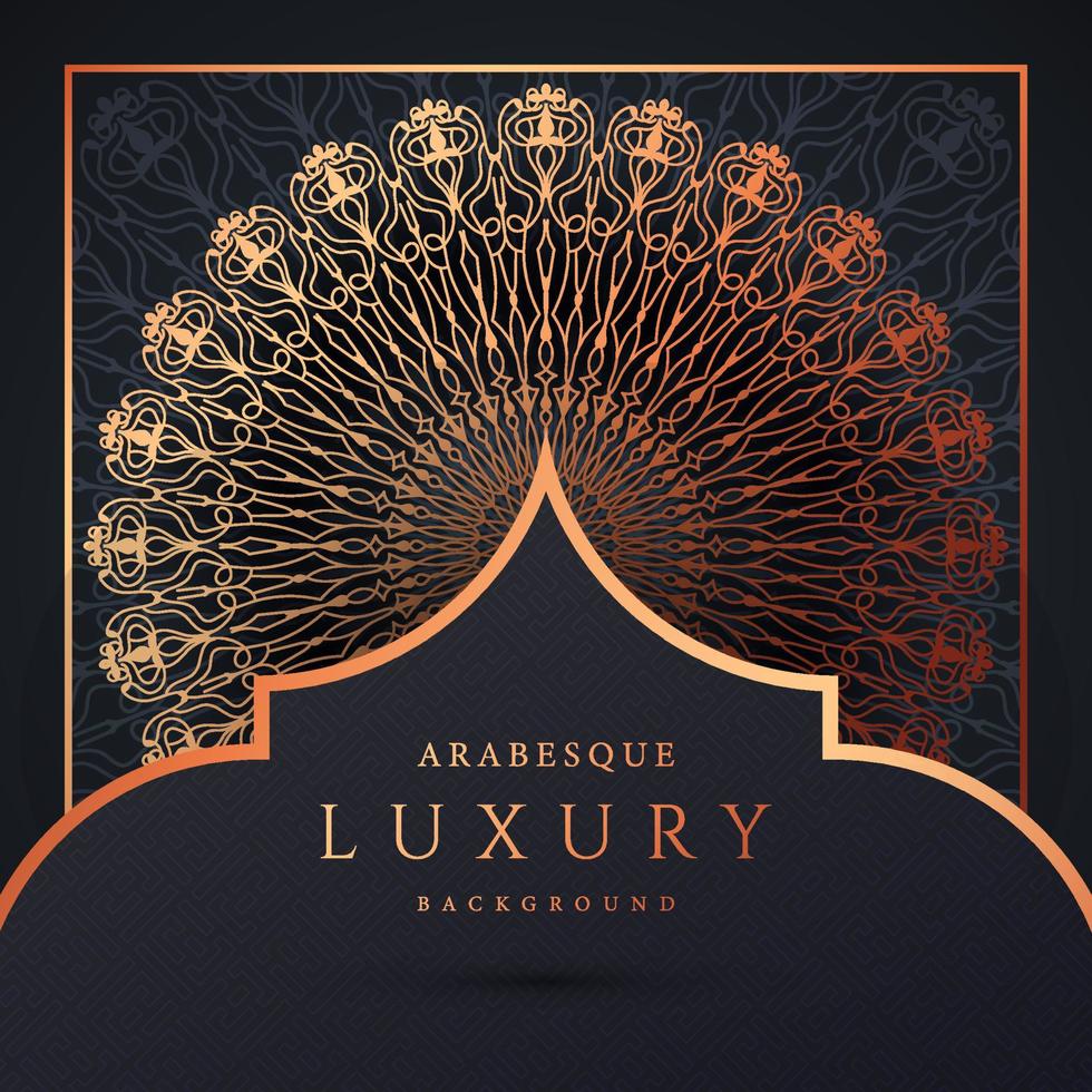 luxe mandala achtergrond met gouden arabesque patroon gouden kleur. sieraad elegante uitnodiging trouwkaart, uitnodigen, arabesk patroon, islamitisch, achtergrond dekking banner illustratie vector ontwerp