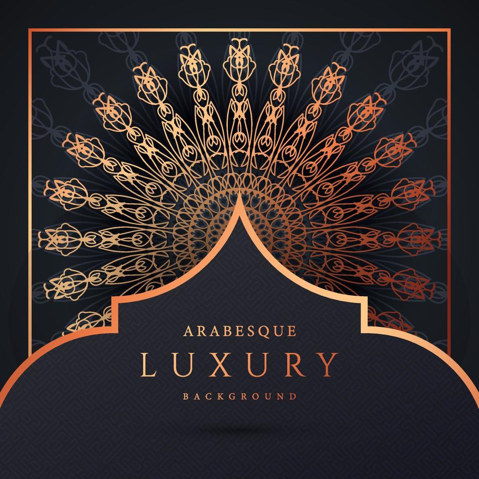 luxe mandala achtergrond met gouden arabesque patroon gouden kleur. sieraad elegante uitnodiging trouwkaart, uitnodigen, arabesk patroon, islamitisch, achtergrond dekking banner illustratie vector ontwerp