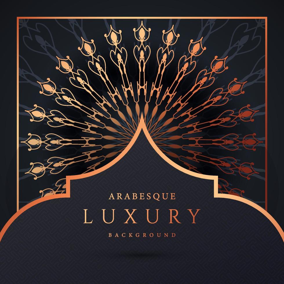 luxe mandala achtergrond met gouden arabesque patroon gouden kleur. sieraad elegante uitnodiging trouwkaart, uitnodigen, arabesk patroon, islamitisch, achtergrond dekking banner illustratie vector ontwerp