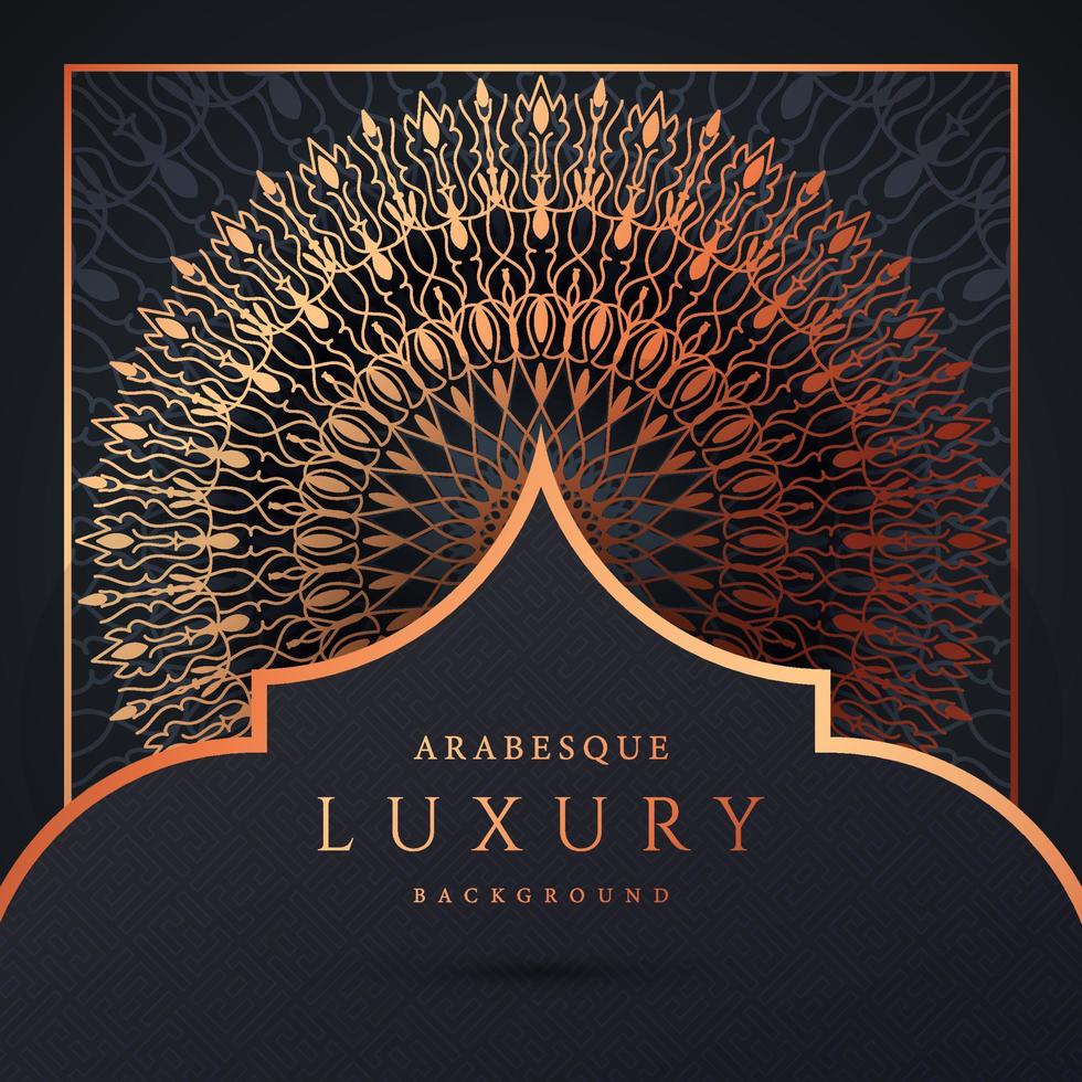 luxe mandala achtergrond met gouden arabesque patroon gouden kleur. sieraad elegante uitnodiging trouwkaart, uitnodigen, arabesk patroon, islamitisch, achtergrond dekking banner illustratie vector ontwerp