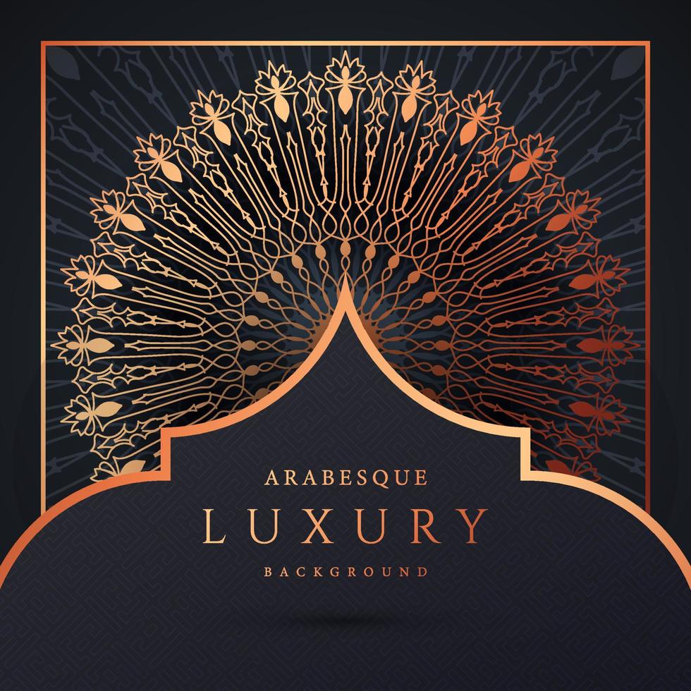 luxe mandala achtergrond met gouden arabesque patroon gouden kleur. sieraad elegante uitnodiging trouwkaart, uitnodigen, arabesk patroon, islamitisch, achtergrond dekking banner illustratie vector ontwerp