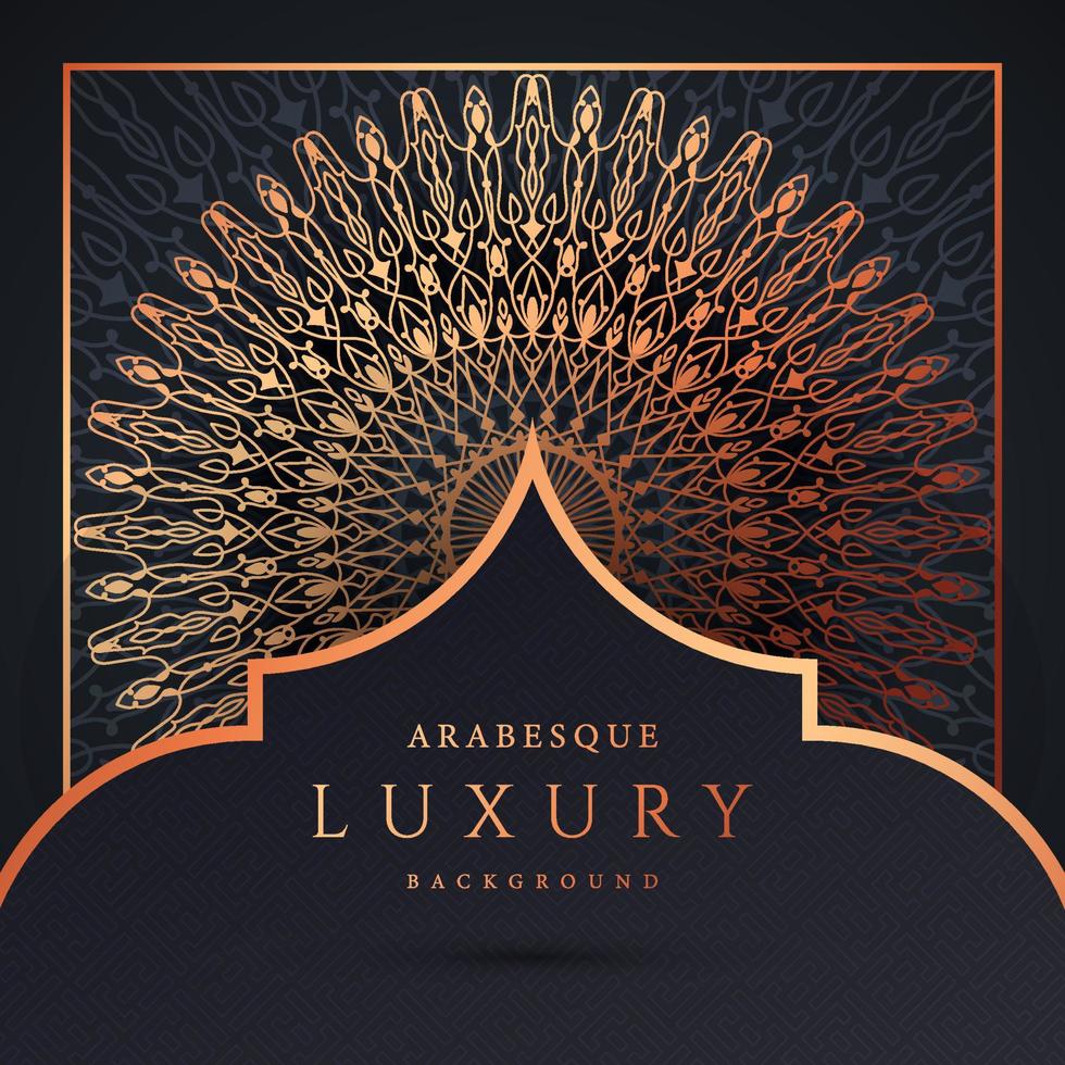 luxe mandala achtergrond met gouden arabesque patroon gouden kleur. sieraad elegante uitnodiging trouwkaart, uitnodigen, arabesk patroon, islamitisch, achtergrond dekking banner illustratie vector ontwerp