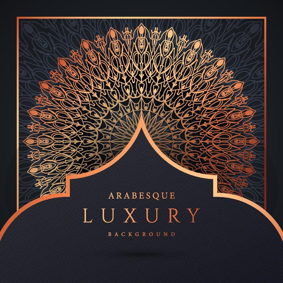 luxe mandala achtergrond met gouden arabesque patroon gouden kleur. sieraad elegante uitnodiging trouwkaart, uitnodigen, arabesk patroon, islamitisch, achtergrond dekking banner illustratie vector ontwerp