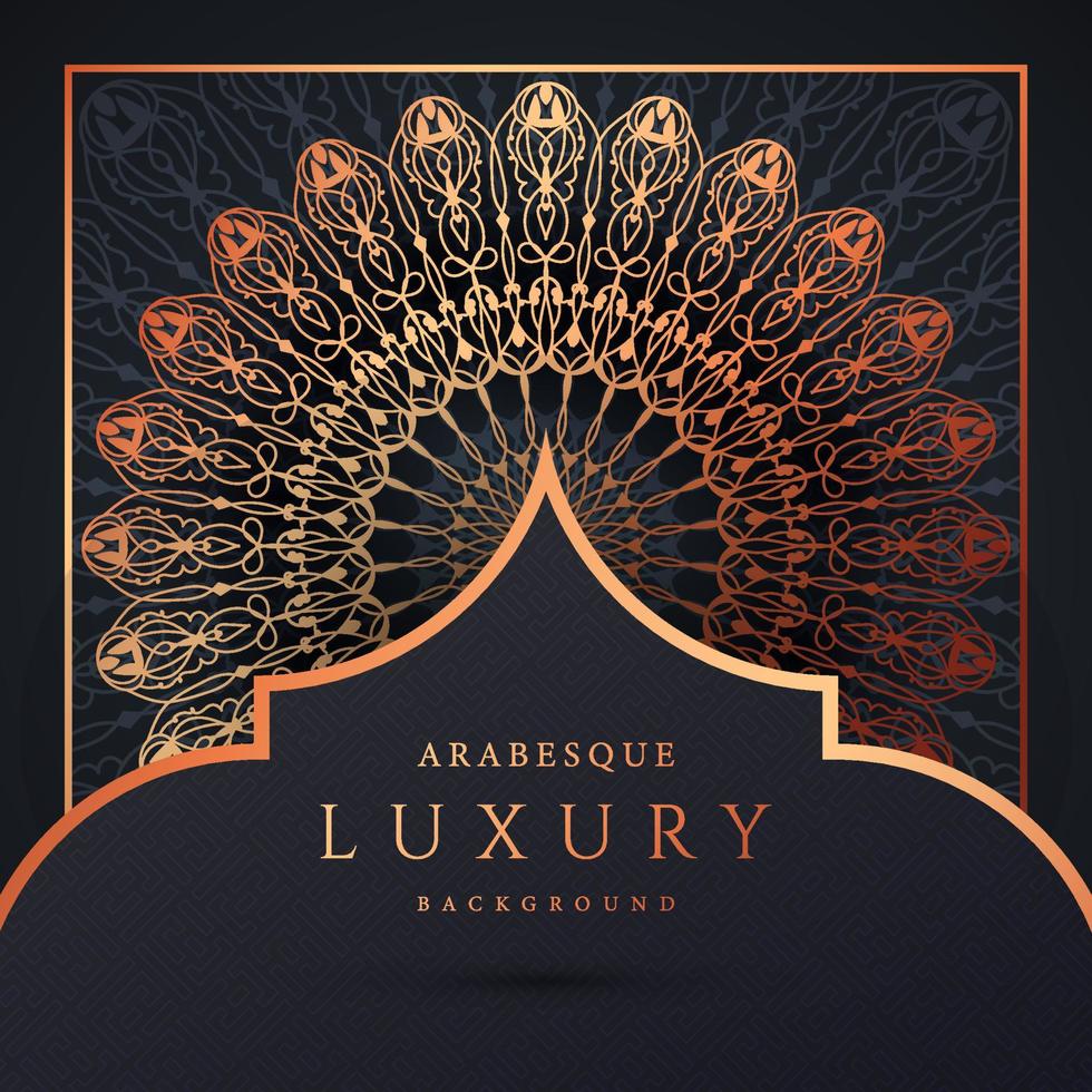 luxe mandala achtergrond met gouden arabesque patroon gouden kleur. sieraad elegante uitnodiging trouwkaart, uitnodigen, arabesk patroon, islamitisch, achtergrond dekking banner illustratie vector ontwerp