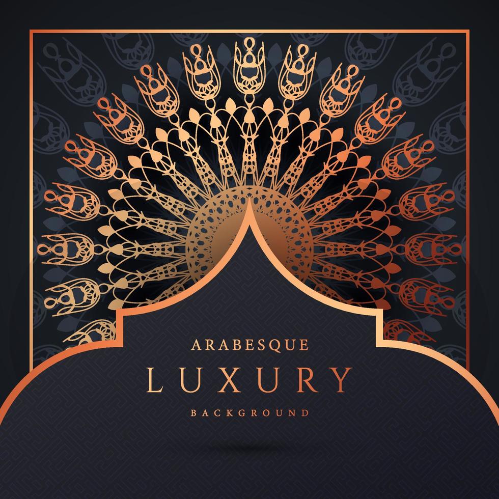 luxe mandala achtergrond met gouden arabesque patroon gouden kleur. sieraad elegante uitnodiging trouwkaart, uitnodigen, arabesk patroon, islamitisch, achtergrond dekking banner illustratie vector ontwerp