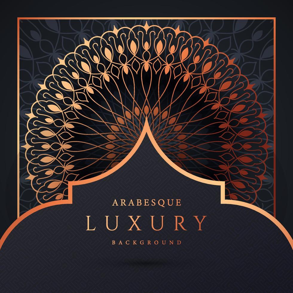 luxe mandala achtergrond met gouden arabesque patroon gouden kleur. sieraad elegante uitnodiging trouwkaart, uitnodigen, arabesk patroon, islamitisch, achtergrond dekking banner illustratie vector ontwerp