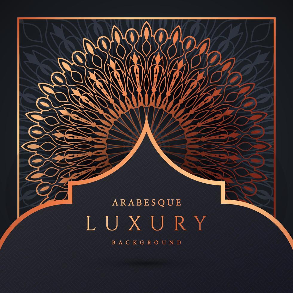 luxe mandala achtergrond met gouden arabesque patroon gouden kleur. sieraad elegante uitnodiging trouwkaart, uitnodigen, arabesk patroon, islamitisch, achtergrond dekking banner illustratie vector ontwerp