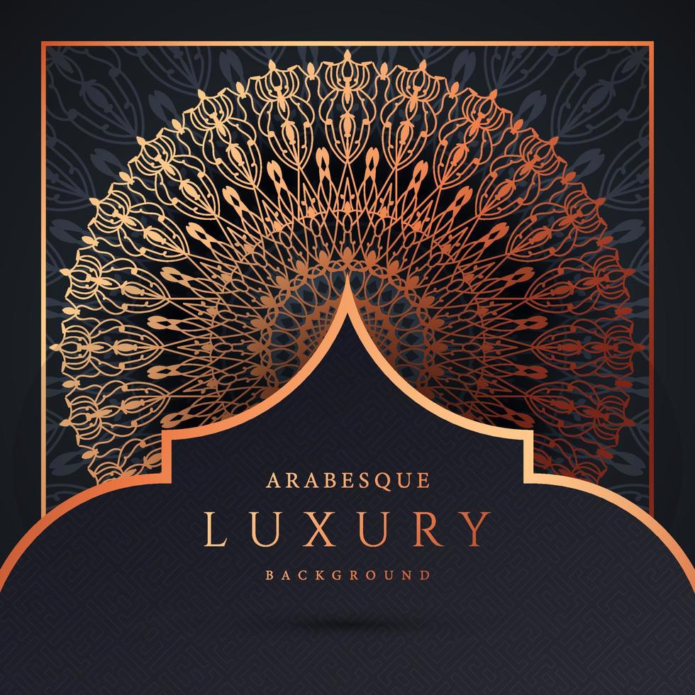 luxe mandala achtergrond met gouden arabesque patroon gouden kleur. sieraad elegante uitnodiging trouwkaart, uitnodigen, arabesk patroon, islamitisch, achtergrond dekking banner illustratie vector ontwerp