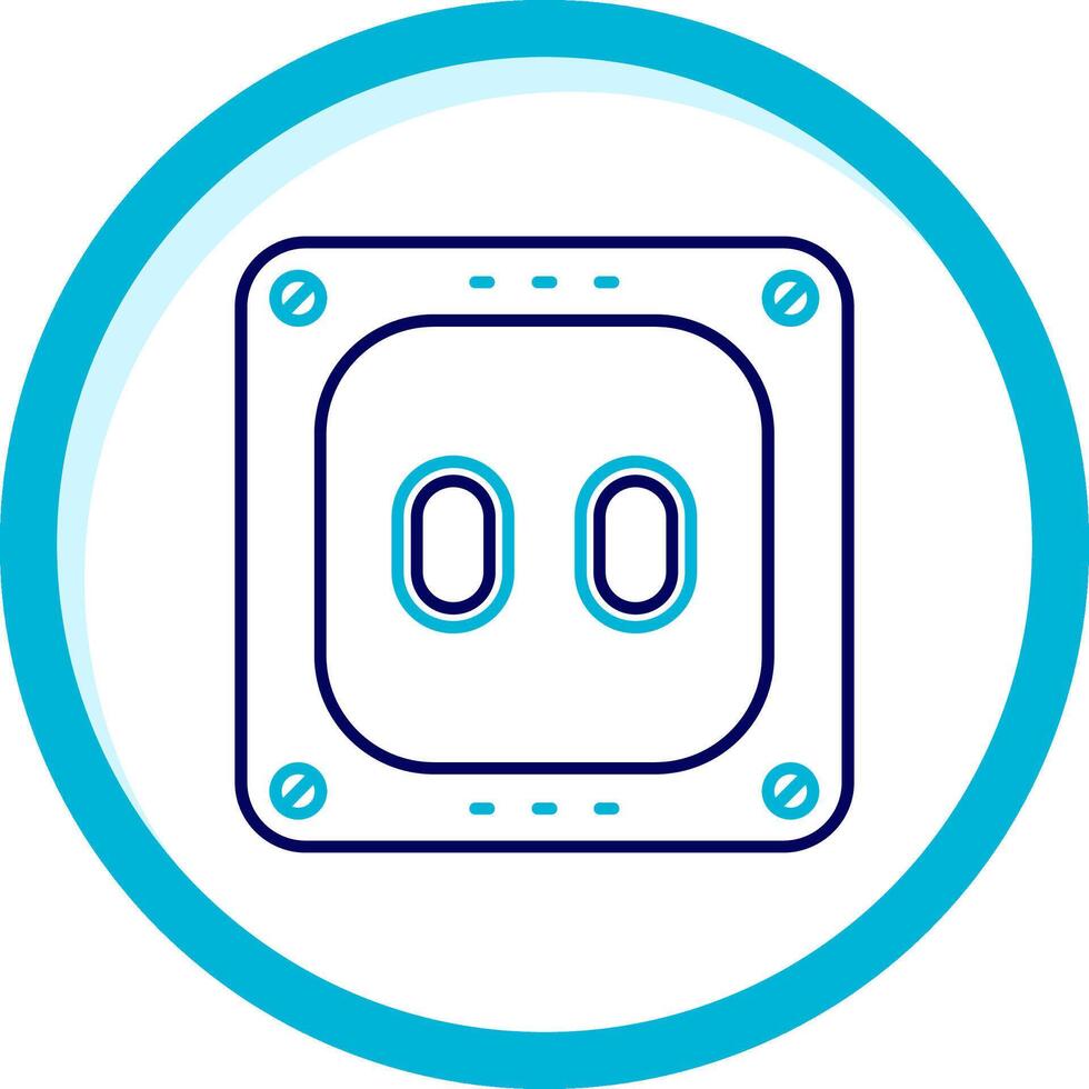 stopcontact twee kleur blauw cirkel icoon vector