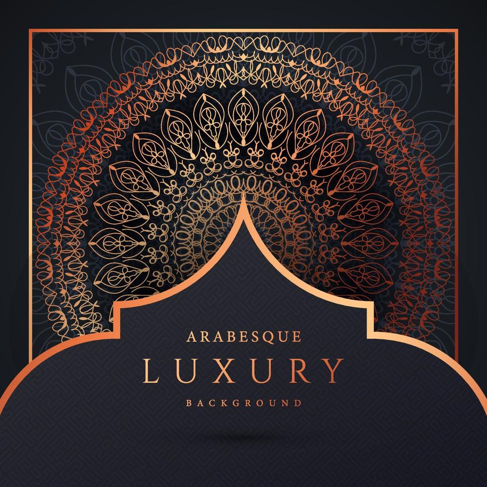 luxe mandala achtergrond met gouden arabesque patroon gouden kleur. sieraad elegante uitnodiging trouwkaart, uitnodigen, arabesk patroon, islamitisch, achtergrond dekking banner illustratie vector ontwerp