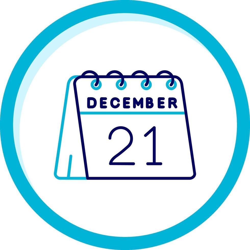 21e van december twee kleur blauw cirkel icoon vector