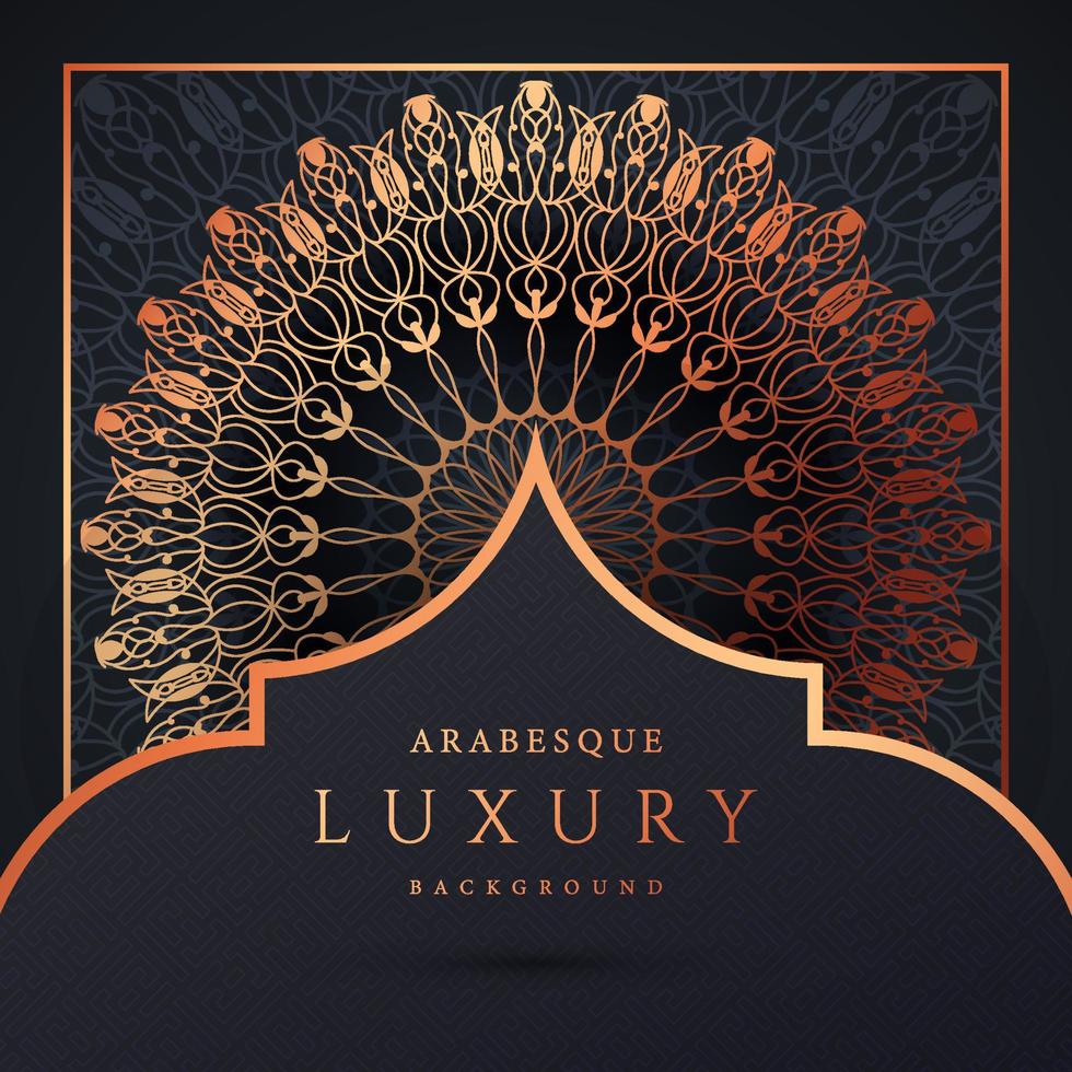 luxe mandala achtergrond met gouden arabesque patroon gouden kleur. sieraad elegante uitnodiging trouwkaart, uitnodigen, arabesk patroon, islamitisch, achtergrond dekking banner illustratie vector ontwerp