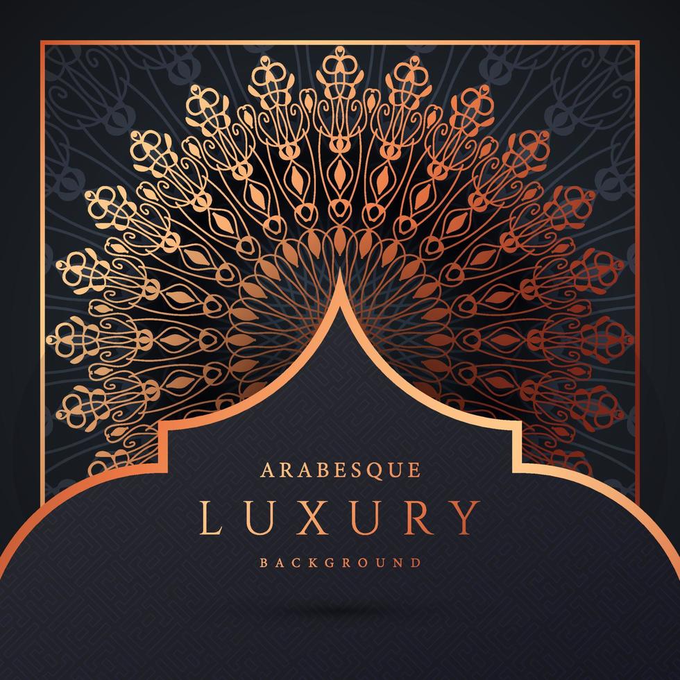 luxe mandala achtergrond met gouden arabesque patroon gouden kleur. sieraad elegante uitnodiging trouwkaart, uitnodigen, arabesk patroon, islamitisch, achtergrond dekking banner illustratie vector ontwerp