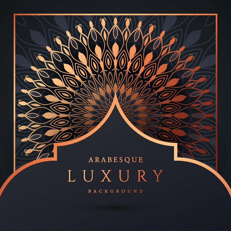 luxe mandala achtergrond met gouden arabesque patroon gouden kleur. sieraad elegante uitnodiging trouwkaart, uitnodigen, arabesk patroon, islamitisch, achtergrond dekking banner illustratie vector ontwerp