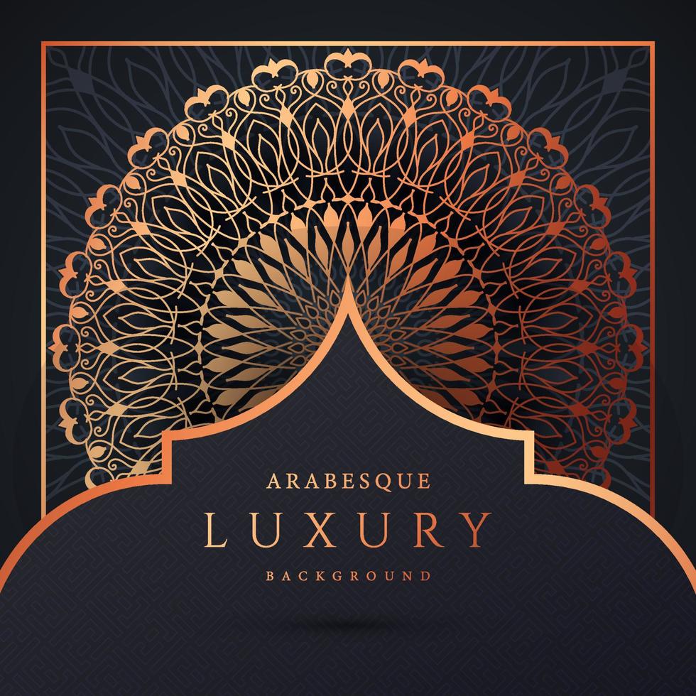 luxe mandala achtergrond met gouden arabesque patroon gouden kleur. sieraad elegante uitnodiging trouwkaart, uitnodigen, arabesk patroon, islamitisch, achtergrond dekking banner illustratie vector ontwerp