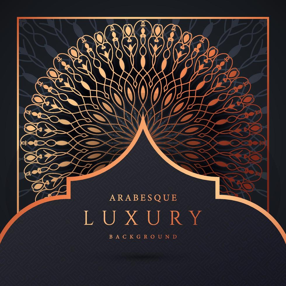 luxe mandala achtergrond met gouden arabesque patroon gouden kleur. sieraad elegante uitnodiging trouwkaart, uitnodigen, arabesk patroon, islamitisch, achtergrond dekking banner illustratie vector ontwerp