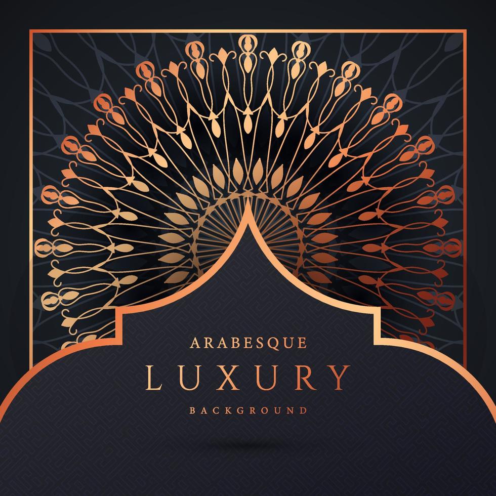 luxe mandala achtergrond met gouden arabesque patroon gouden kleur. sieraad elegante uitnodiging trouwkaart, uitnodigen, arabesk patroon, islamitisch, achtergrond dekking banner illustratie vector ontwerp