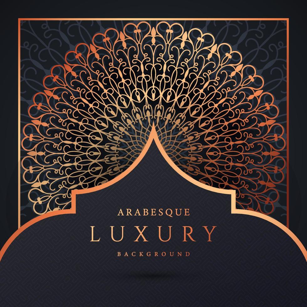 luxe mandala achtergrond met gouden arabesque patroon gouden kleur. sieraad elegante uitnodiging trouwkaart, uitnodigen, arabesk patroon, islamitisch, achtergrond dekking banner illustratie vector ontwerp