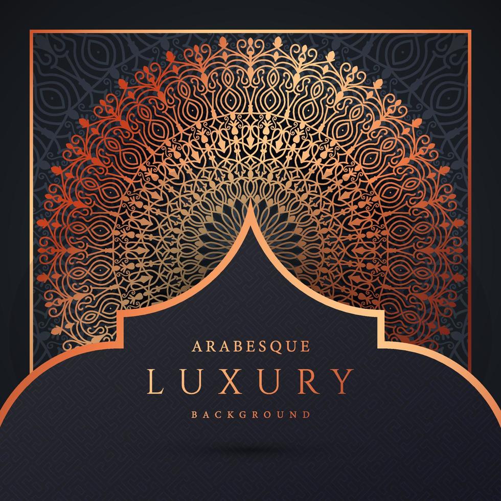 luxe mandala achtergrond met gouden arabesque patroon gouden kleur. sieraad elegante uitnodiging trouwkaart, uitnodigen, arabesk patroon, islamitisch, achtergrond dekking banner illustratie vector ontwerp