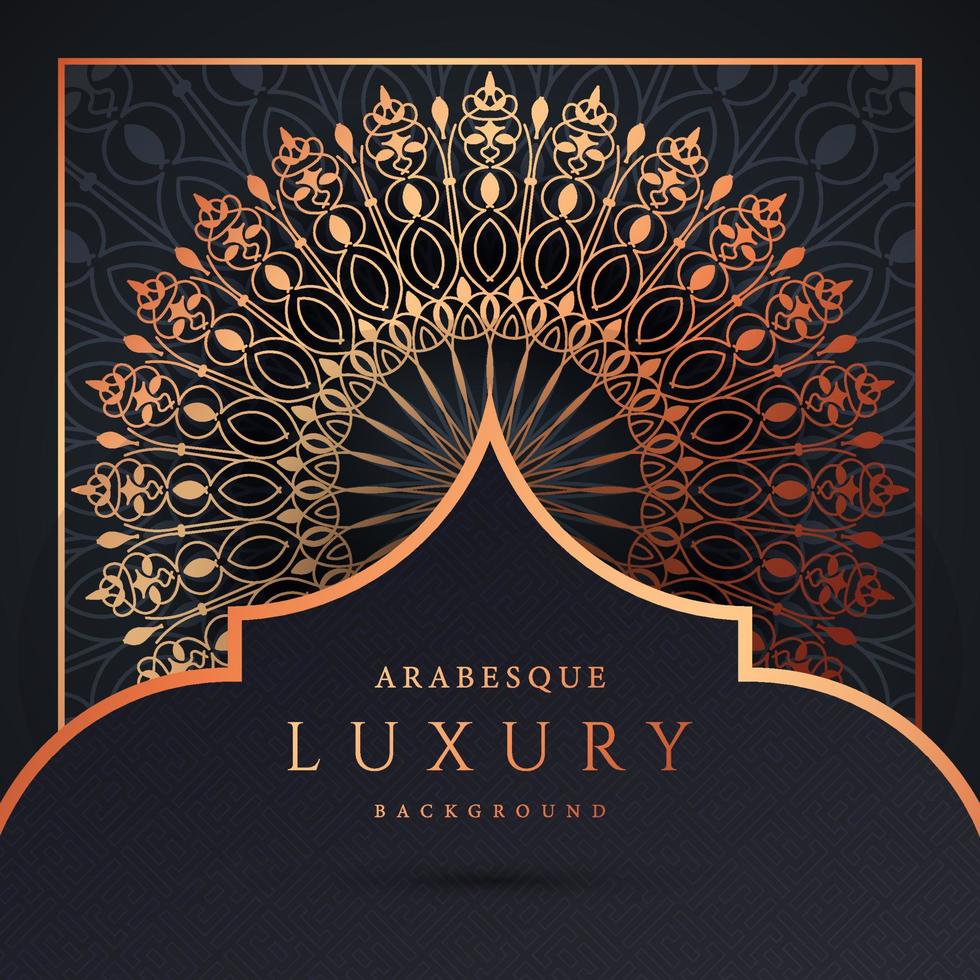 luxe mandala achtergrond met gouden arabesque patroon gouden kleur. sieraad elegante uitnodiging trouwkaart, uitnodigen, arabesk patroon, islamitisch, achtergrond dekking banner illustratie vector ontwerp